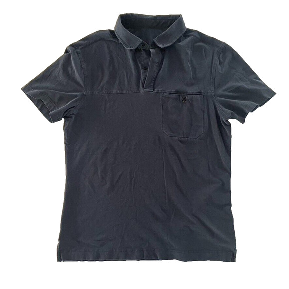 Lululemon Faded Blue Gray Performance Athletic Polo Shirt Tail Pocket - Picture 1 of 7